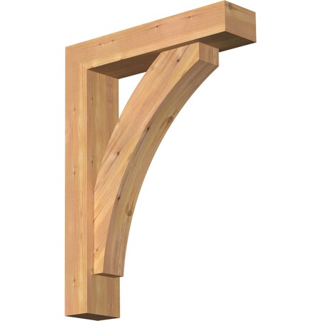 Ekena Millwork Thorton Block Smooth Bracket w/ Offset Brace, Western Red Cedar, 5 1/2"W x 24"D x 32"H BKT0604X24X32THR05SWR